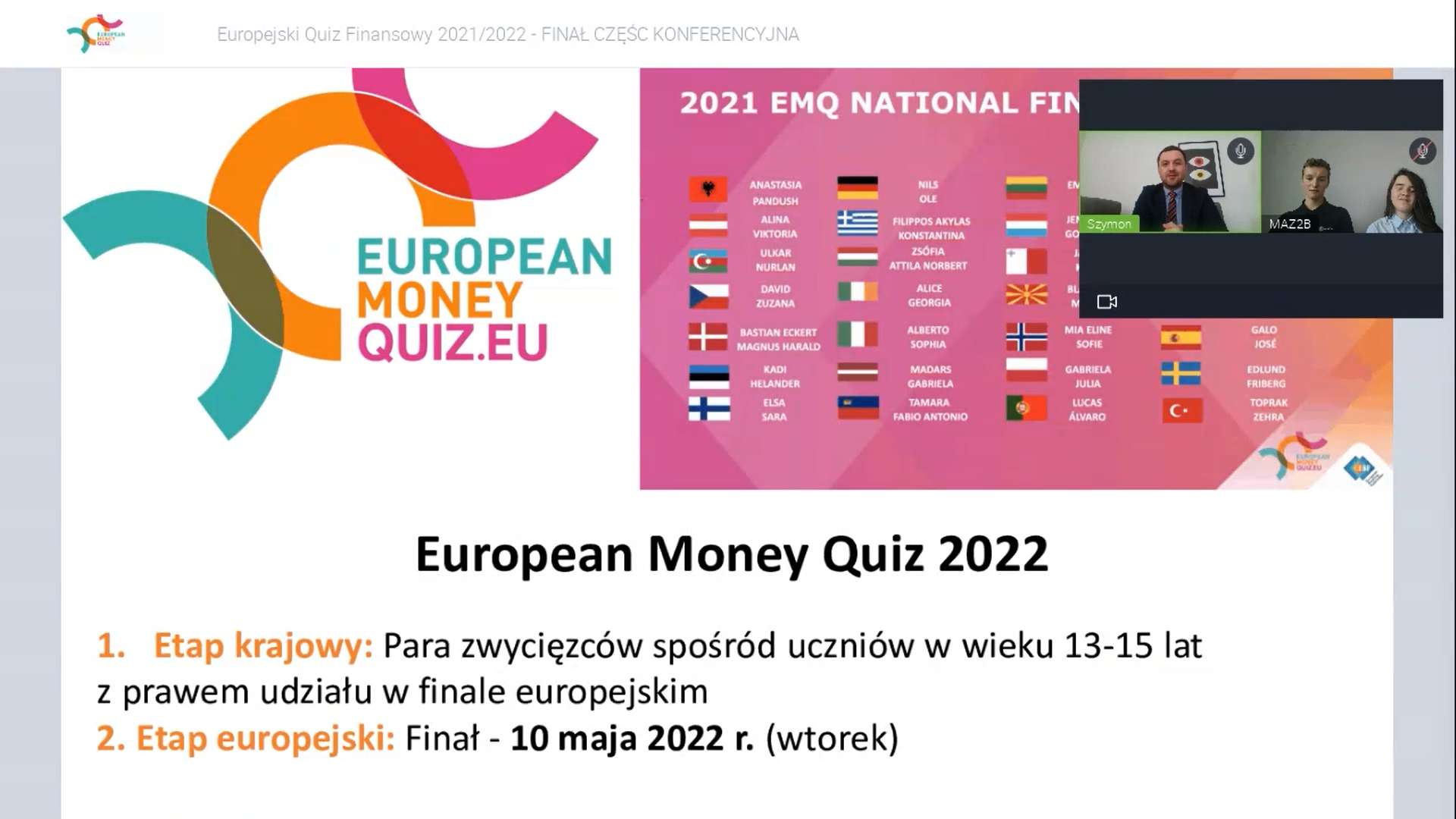 Europejski Quiz Finansowy - EQF - 2022 r. - Szymon Stellmaszyk