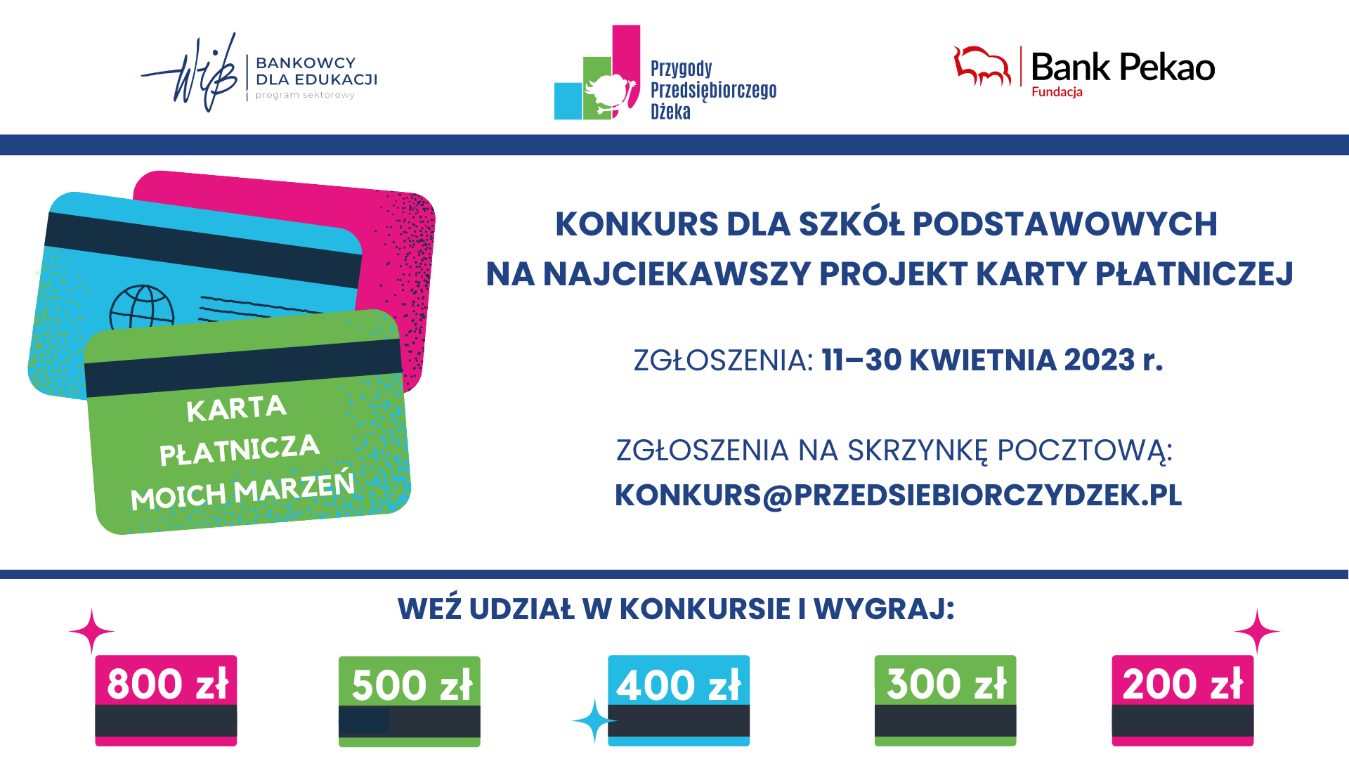 Zapraszamy uczniów klas IV–VIII szkół podstawowych do udziału w konkursie „Karta płatnicza moich marzeń”